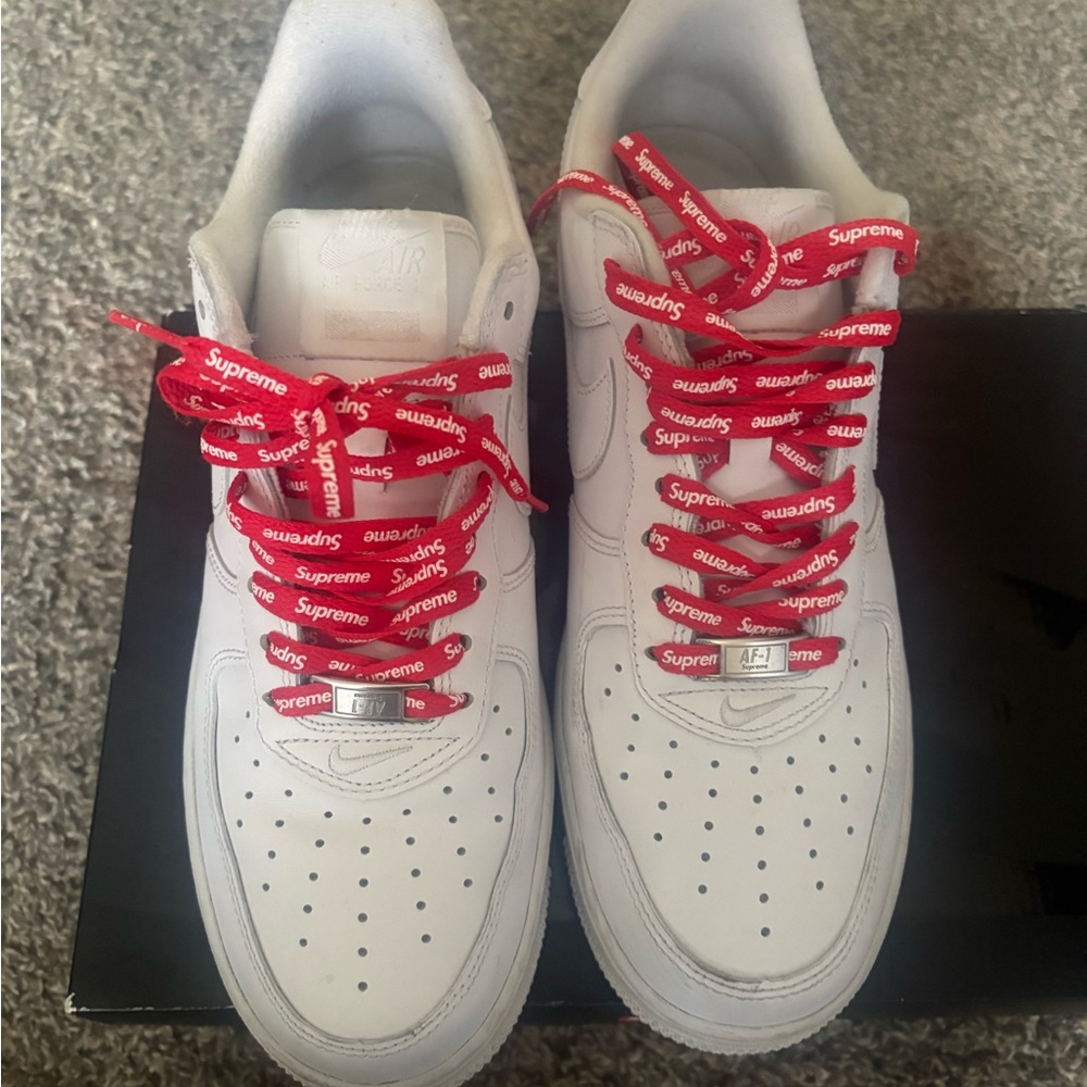 Nike White Sneakers with Red Laces